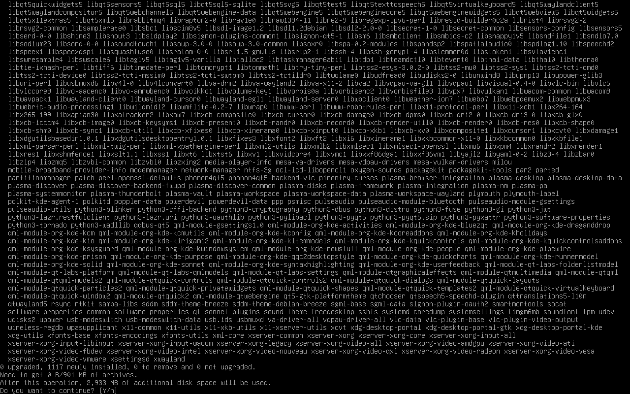 Вывод APT при установке Plasma Desktop