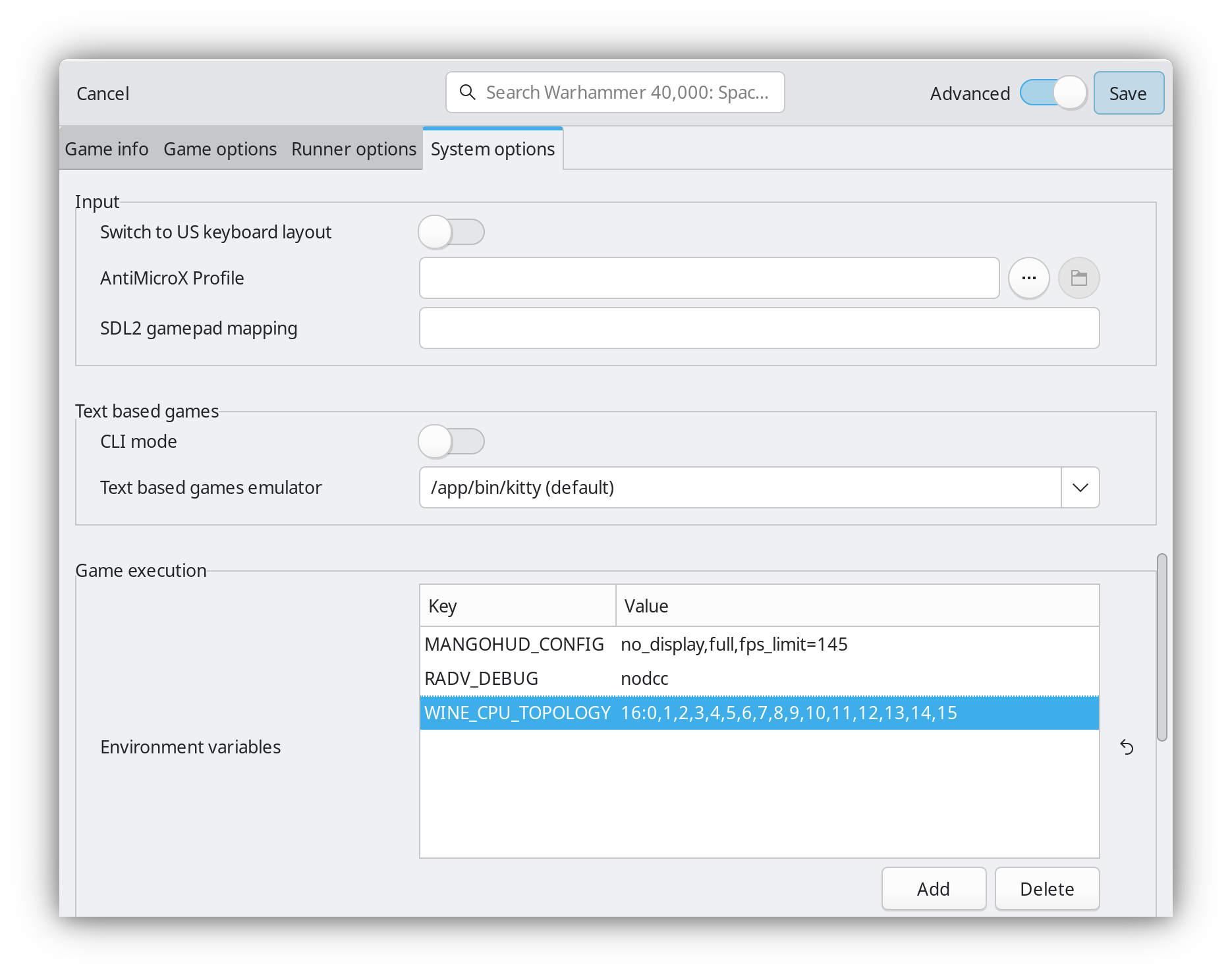 Настройка WINE_CPU_TOPOLOGY
