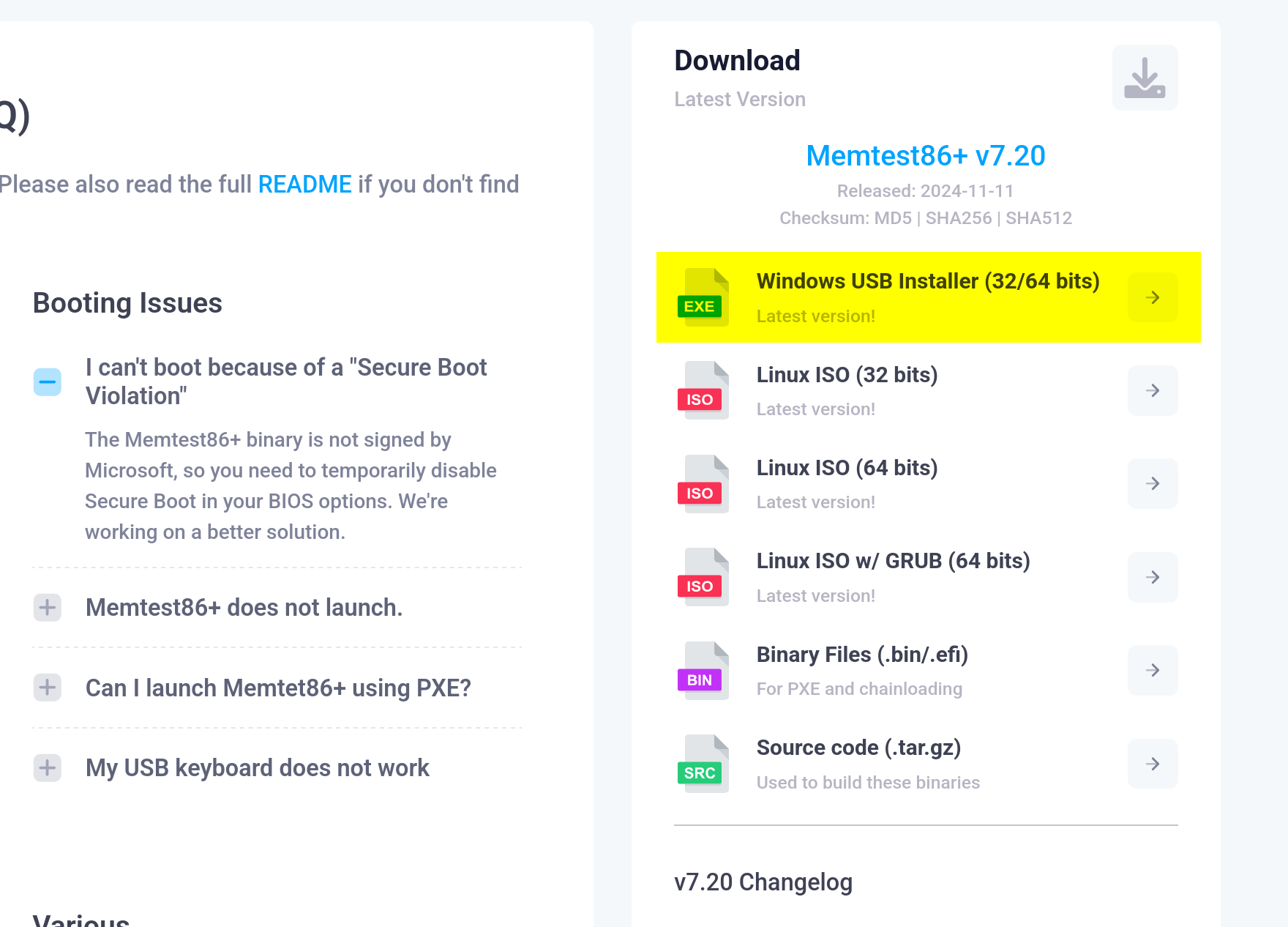 Загрузки на сайте Memtest86+