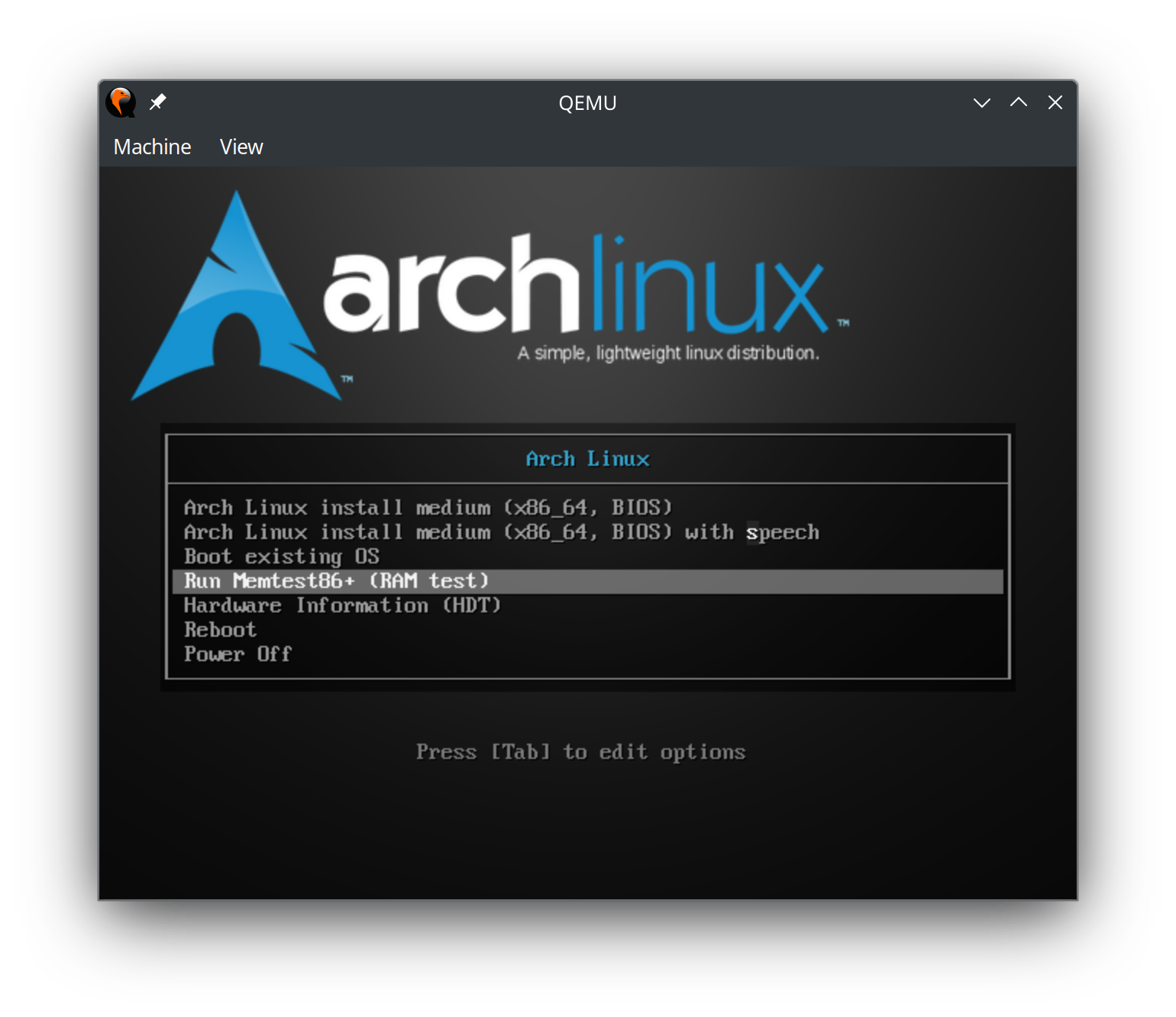 Варианты загрузки Live ISO у Arch