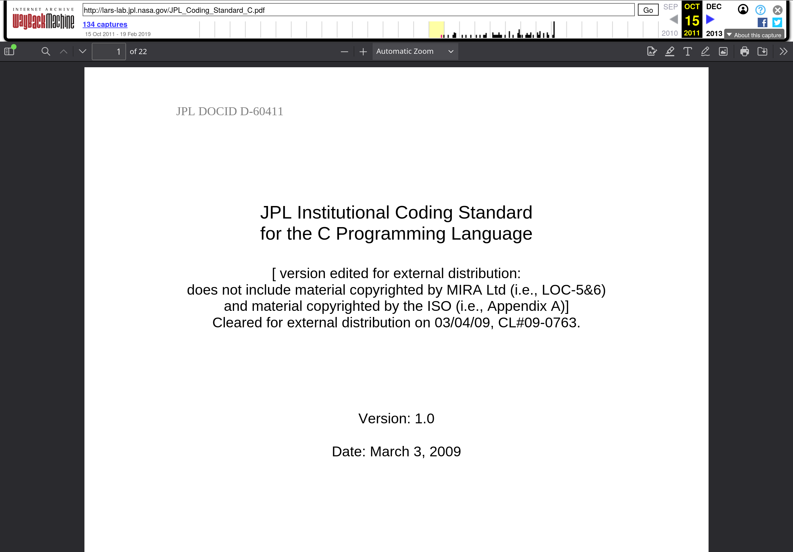 Превью стандарта JPL из Wayback Machine